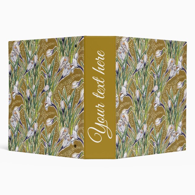 Crocuses, beautiful spring flowers, custom text 3 ring binder (Background)