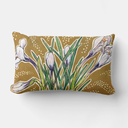 Crocuses floral pattern beautiful spring flowers lumbar pillow