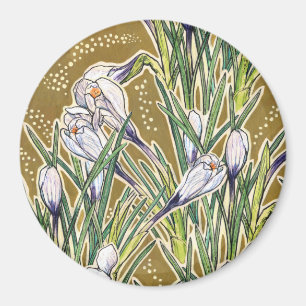 Crocuses, floral pattern, beautiful spring flowers magnet
