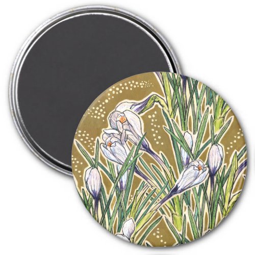 Crocuses floral pattern beautiful spring flowers magnet