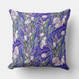 Crocuses, floral pattern, beautiful spring flowers throw pillow