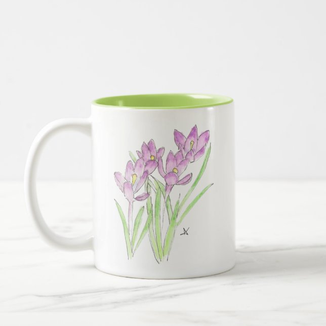 crocuses Two-Tone coffee mug (Left)