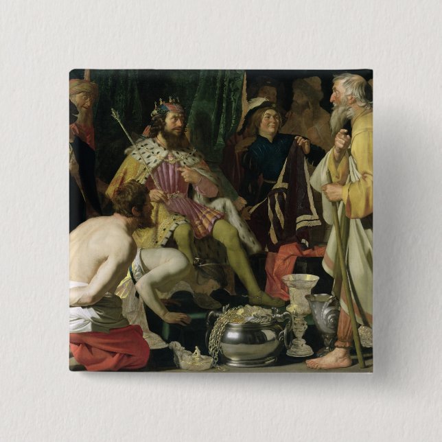 Croesus and Solon, 1624 Pinback Button (Front)