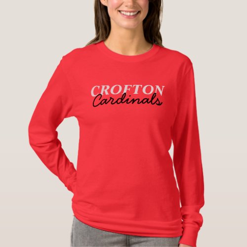 Crofton Cardinals Red long sleeve ladies T_Shirt