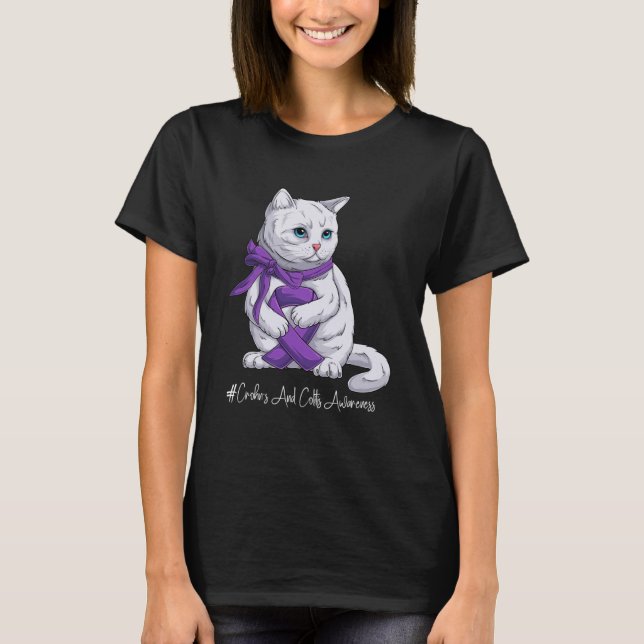 Crohn s And Colitis Awareness Month Purple Ribbon  T-Shirt (Front)