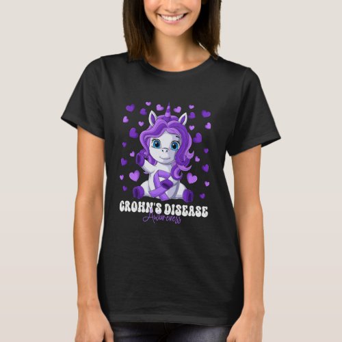 Crohn s Disease Awareness Month Purple Ribbon Unic T_Shirt