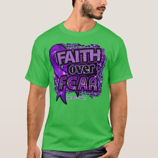 Crohns And Colitis awareness Ribbon Faith Over Fea T-Shirt