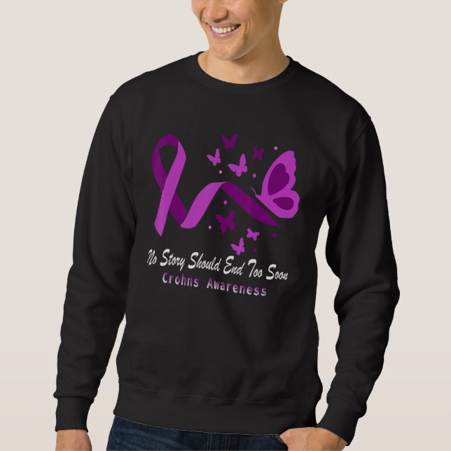 Crohn's Awareness Butterflies Purple Ribbon Crohn' Sweatshirt (Front)
