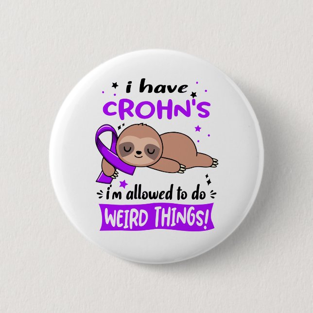 Crohn's Awareness Month Ribbon Gifts Button (Front)