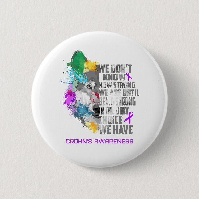 Crohn's Awareness Ribbon Support Gifts Button (Front)