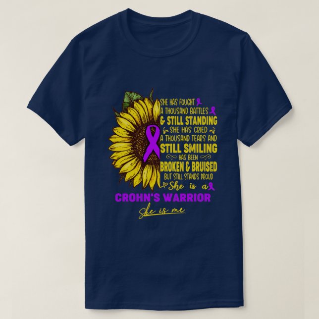 Crohns Awareness She is A Crohns Warrior She is Me T-Shirt (Design Front)