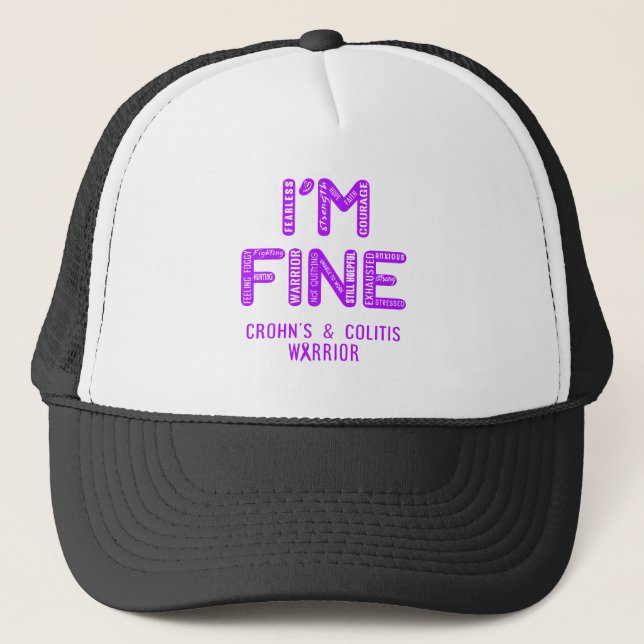 Crohn's & Colitis Warrior - I AM FINE Trucker Hat (Front)