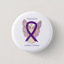 Crohn's Disease Awareness Angel Purple Ribbon Pin