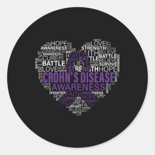 Crohn'S Disease Awareness Fight Hope Support Stron Classic Round Sticker