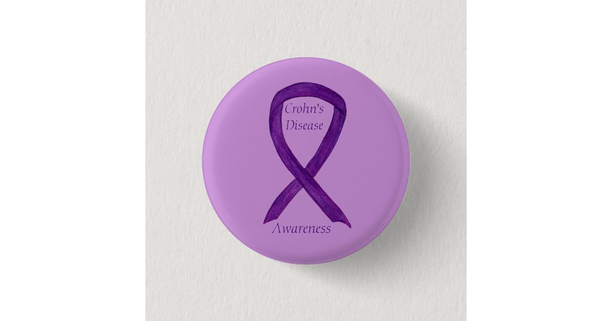 Crohn's Disease Awareness Purple Ribbon Custom Pin | Zazzle