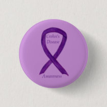 Crohn's Disease Awareness Purple Ribbon Custom Pin