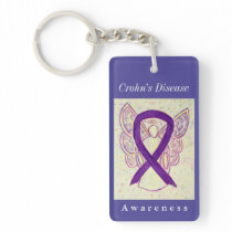 Crohn's Disease Awareness Ribbon Angel Key Chain