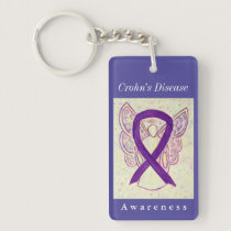 Crohn's Disease Awareness Ribbon Angel Key Chain