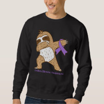 Crohn's Disease Awareness Ribbon Dabbing Sloth War Sweatshirt