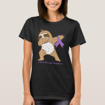 Crohn's Disease Awareness Ribbon Dabbing Sloth War T-Shirt