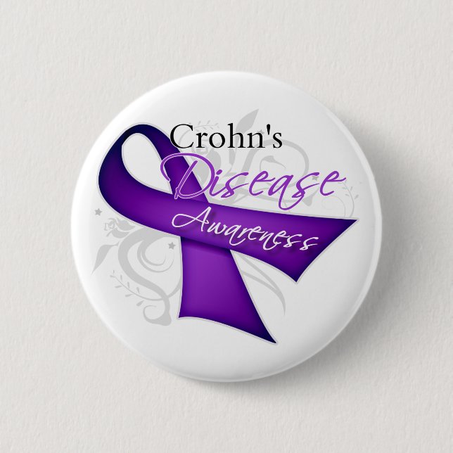 Crohn's Disease Awareness Ribbon Pinback Button (Front)