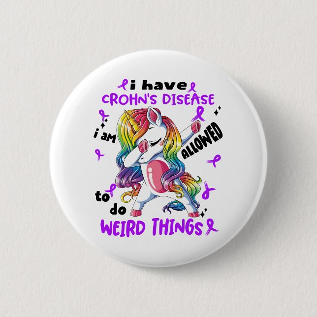 Crohn's Disease Awareness Ribbon Support Gifts Button (Front)