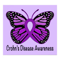 Crohn's Disease Butterfly Awareness Ribbon Poster