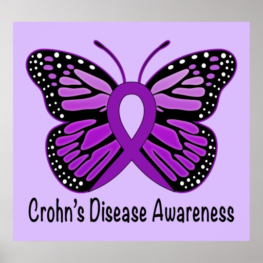 Crohn's Disease Butterfly Awareness Ribbon Poster 