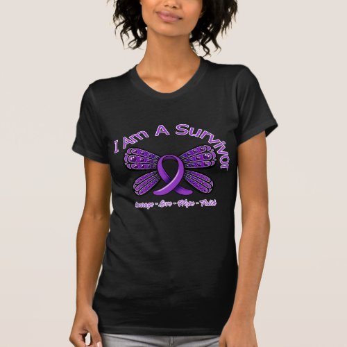 Crohns Disease Butterfly I Am A Survivor T_Shirt