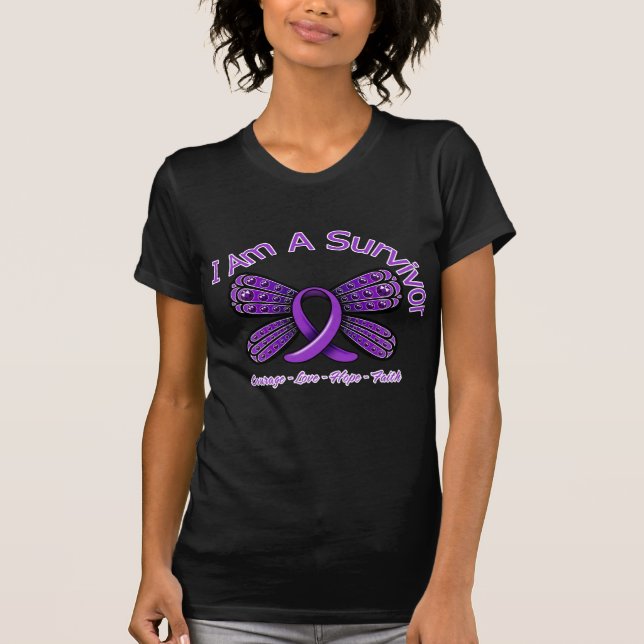Crohn's Disease Butterfly I Am A Survivor T-Shirt (Front)
