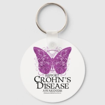 Crohn's Disease Butterfly Keychain by fightcancertees at Zazzle