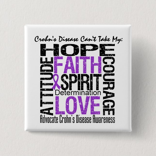 Crohn's Disease Can't Take My Hope Collage Pinback Button (Front)