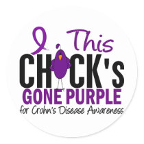CROHNS DISEASE Chick Gone Purple Classic Round Sticker