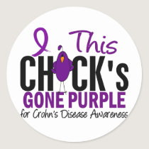 CROHNS DISEASE Chick Gone Purple Classic Round Sticker