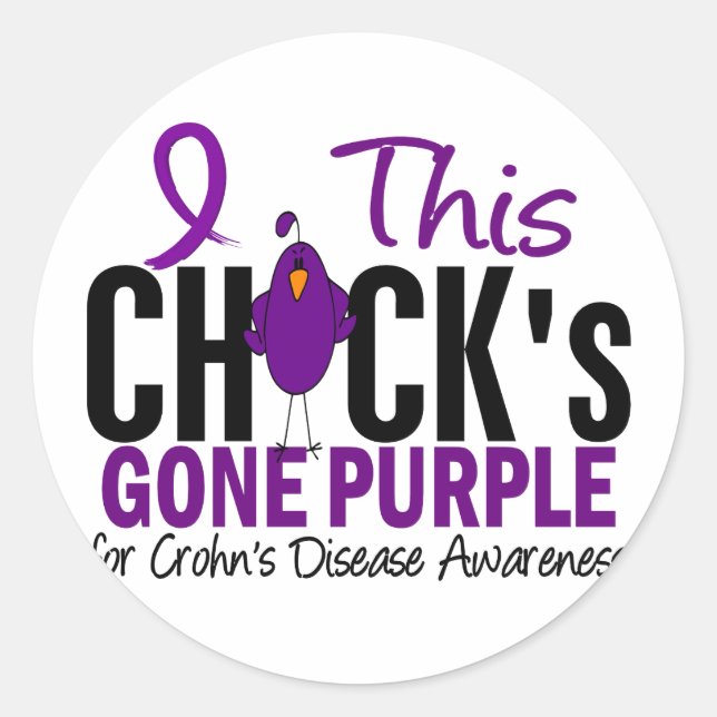 CROHNS DISEASE Chick Gone Purple Classic Round Sticker (Front)