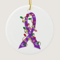 Crohn's Disease Christmas Lights Ribbon Ceramic Ornament