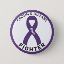 Crohn's Disease Fighter Ribbon White Button
