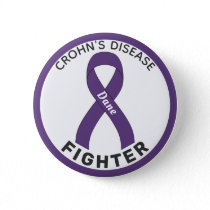 Crohn's Disease Fighter Ribbon White Button
