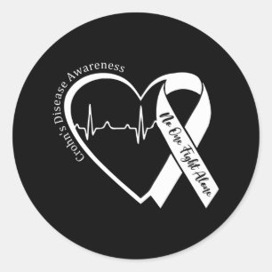 Crohns Disease Heart Support Purple Ribbon Crohn's Classic Round Sticker