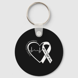 Crohns Disease Heart Support Purple Ribbon Crohns Keychain