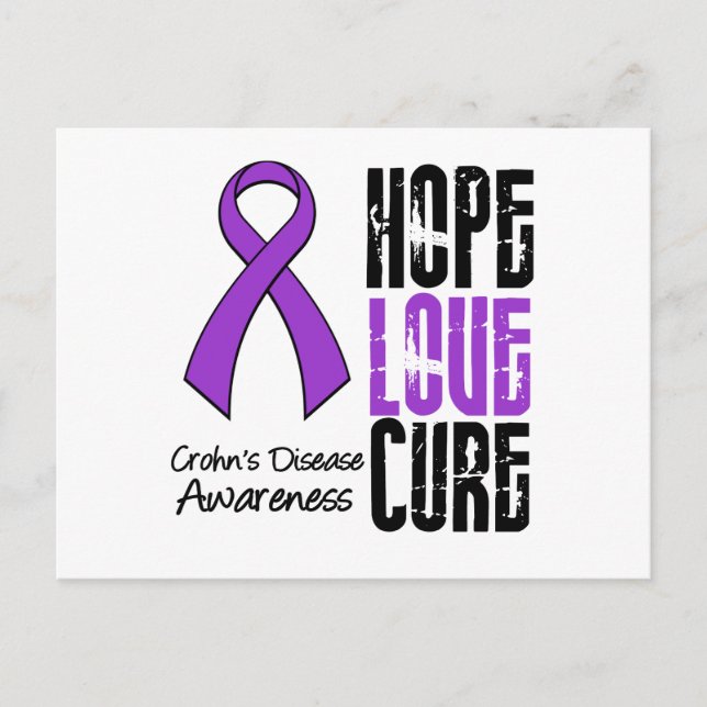 Crohn's Disease Hope Love Cure Ribbon Postcard (Front)