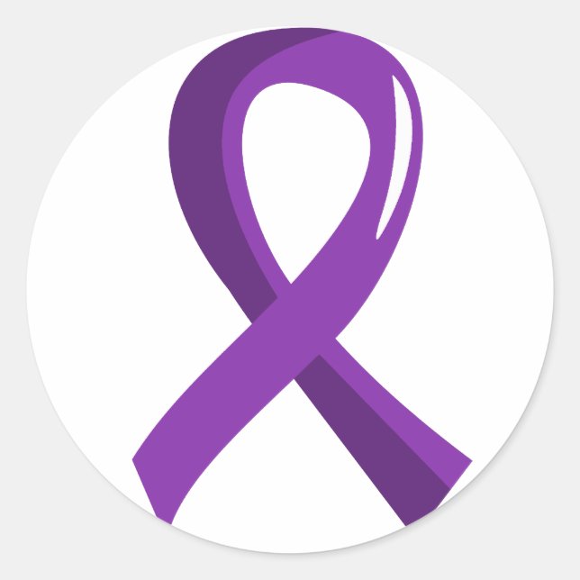 Crohn's Disease Purple Ribbon 3 Classic Round Sticker (Front)
