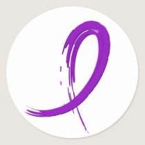 Crohn's Disease Purple Ribbon A4 Classic Round Sticker