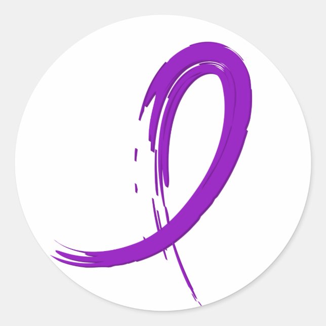 Crohn's Disease Purple Ribbon A4 Classic Round Sticker (Front)