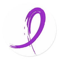 Crohn's Disease Purple Ribbon A4 Classic Round Sticker