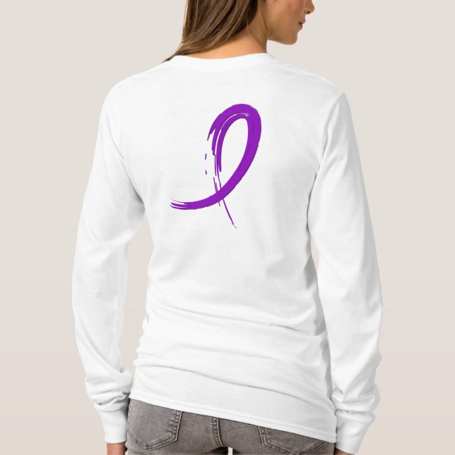 Crohn's Disease Purple Ribbon A4 T-Shirt (Back)
