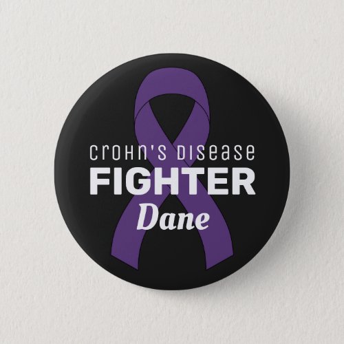 Crohns Disease Ribbon Black Button