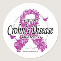Crohn's Disease Ribbon of Butterflies Classic Round Sticker