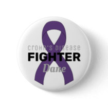 Crohn's Disease Ribbon White Button