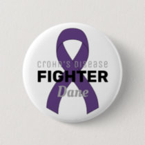 Crohn's Disease Ribbon White Button